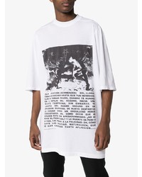 T-shirt à col rond imprimé blanc et noir Rick Owens DRKSHDW