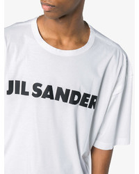 T-shirt à col rond imprimé blanc et noir Jil Sander