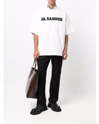 T-shirt à col rond imprimé blanc et noir Jil Sander