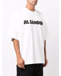 T-shirt à col rond imprimé blanc et noir Jil Sander