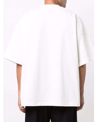 T-shirt à col rond imprimé blanc et noir Jil Sander