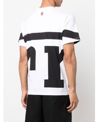 T-shirt à col rond imprimé blanc et noir Ferrari