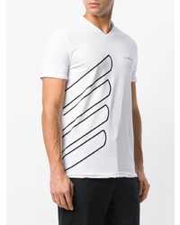 T-shirt à col rond imprimé blanc et noir Emporio Armani