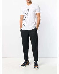 T-shirt à col rond imprimé blanc et noir Emporio Armani