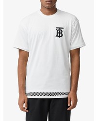 T-shirt à col rond imprimé blanc et noir Burberry