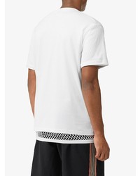 T-shirt à col rond imprimé blanc et noir Burberry