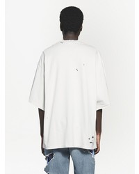 T-shirt à col rond imprimé blanc et noir Balenciaga