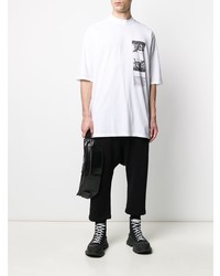 T-shirt à col rond imprimé blanc et noir Rick Owens DRKSHDW