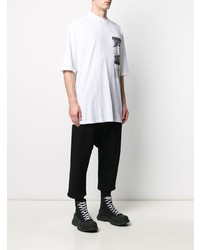 T-shirt à col rond imprimé blanc et noir Rick Owens DRKSHDW