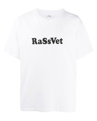 T-shirt à col rond imprimé blanc et noir PACCBET