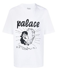 T-shirt à col rond imprimé blanc et noir Palace