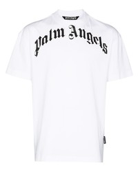 T-shirt à col rond imprimé blanc et noir Palm Angels