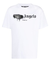 T-shirt à col rond imprimé blanc et noir Palm Angels