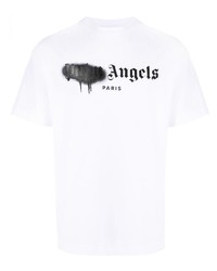 T-shirt à col rond imprimé blanc et noir Palm Angels