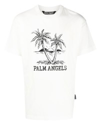 T-shirt à col rond imprimé blanc et noir Palm Angels