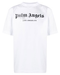 T-shirt à col rond imprimé blanc et noir Palm Angels