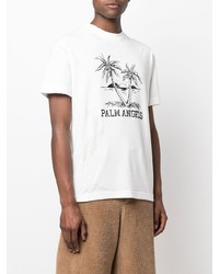 T-shirt à col rond imprimé blanc et noir Palm Angels