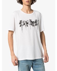 T-shirt à col rond imprimé blanc et noir Saint Laurent