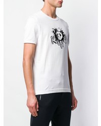 T-shirt à col rond imprimé blanc et noir Dolce & Gabbana