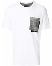 T-shirt à col rond imprimé blanc et noir Paolo Pecora