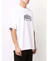 T-shirt à col rond imprimé blanc et noir Balenciaga