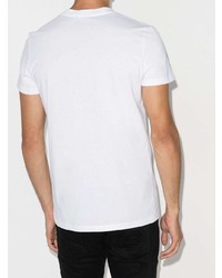 T-shirt à col rond imprimé blanc et noir Balmain