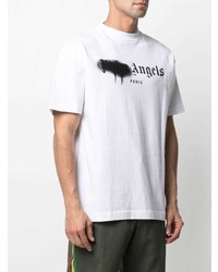 T-shirt à col rond imprimé blanc et noir Palm Angels