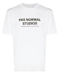 T-shirt à col rond imprimé blanc et noir Pas Normal Studios