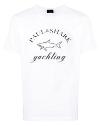 T-shirt à col rond imprimé blanc et noir Paul & Shark