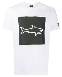 T-shirt à col rond imprimé blanc et noir Paul & Shark