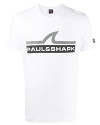 T-shirt à col rond imprimé blanc et noir Paul & Shark