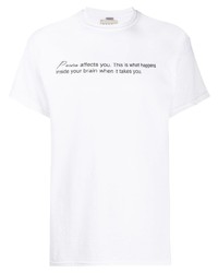 T-shirt à col rond imprimé blanc et noir Paura