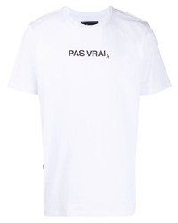 T-shirt à col rond imprimé blanc et noir Paura