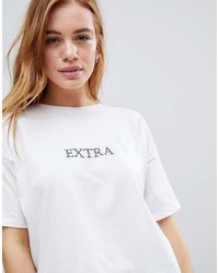 T-shirt à col rond imprimé blanc et noir Asos