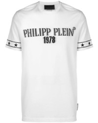 T-shirt à col rond imprimé blanc et noir Philipp Plein