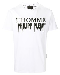 T-shirt à col rond imprimé blanc et noir Philipp Plein