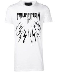 T-shirt à col rond imprimé blanc et noir Philipp Plein