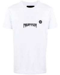 T-shirt à col rond imprimé blanc et noir Philipp Plein