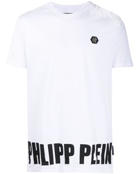 T-shirt à col rond imprimé blanc et noir Philipp Plein