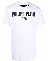 T-shirt à col rond imprimé blanc et noir Philipp Plein