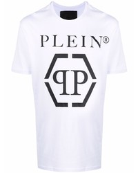 T-shirt à col rond imprimé blanc et noir Philipp Plein