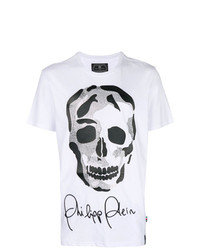 T-shirt à col rond imprimé blanc et noir Philipp Plein