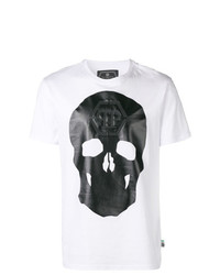 T-shirt à col rond imprimé blanc et noir Philipp Plein