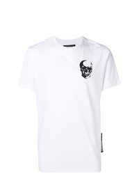 T-shirt à col rond imprimé blanc et noir Philipp Plein