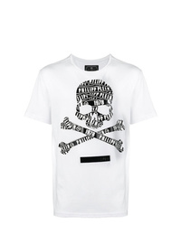 T-shirt à col rond imprimé blanc et noir Philipp Plein