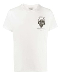 T-shirt à col rond imprimé blanc et noir Phipps