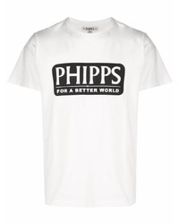 T-shirt à col rond imprimé blanc et noir Phipps