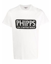 T-shirt à col rond imprimé blanc et noir Phipps