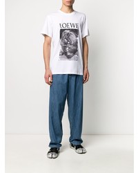 T-shirt à col rond imprimé blanc et noir Loewe