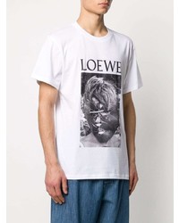 T-shirt à col rond imprimé blanc et noir Loewe